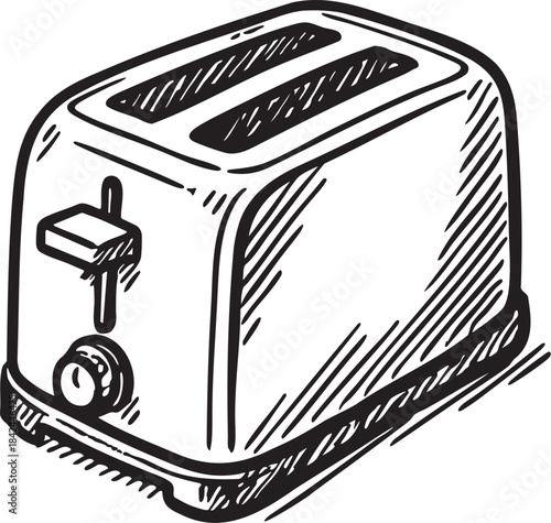 Toaster kitchen appliance cartoon style hand drawn bold marker illustration