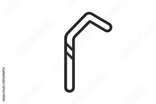Simple line art icon of a bent drinking straw accessory for cold drinks