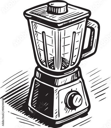 Blender kitchen appliance food preparation hand drawn bold marker illustration