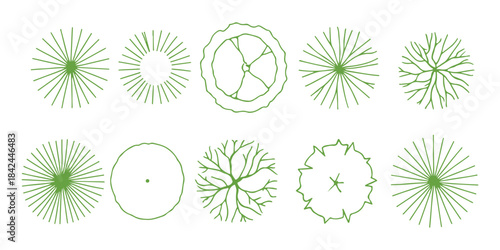 Green Radial Icons  Editable Vector Set for Landscape, Biology & Abstract Design Projects
