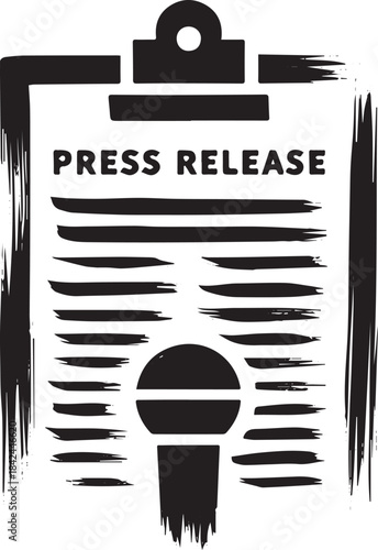 Minimalist brushstroke press release document icon with micropho