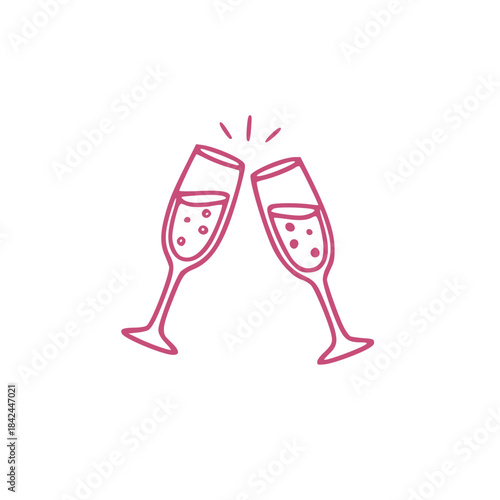 Clinking champagne glasses outline for celebration themes