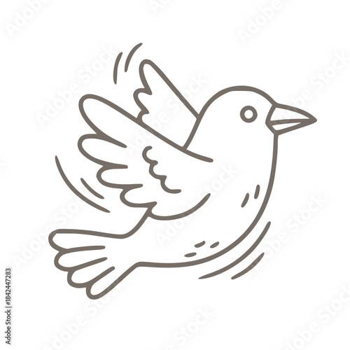 Cute flying bird outline for peaceful designs