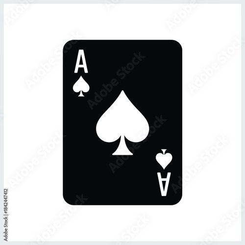 A single playing card depicting the ace of spades in black and white