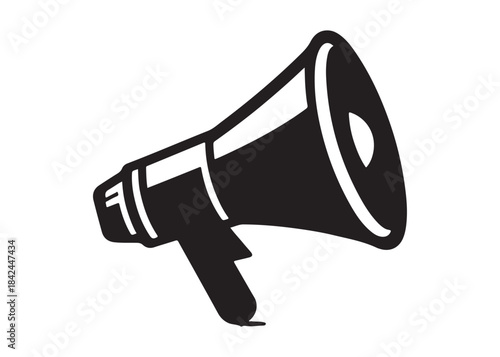 megaphone logo silhouette vector, loudspeaker logo silhouette illustration, megaphone speaker logo silhouette, loudhailer announcement message speaker logo silhouettes vector on white background