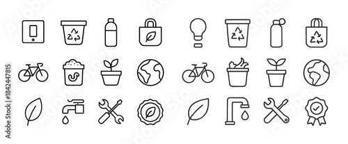 Eco-friendly icons set: recycle, nature, sustainability symbols