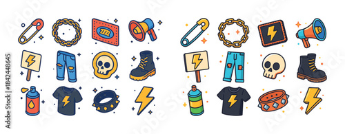 Punk fashion icons: chains, safety pins, and graphic tees