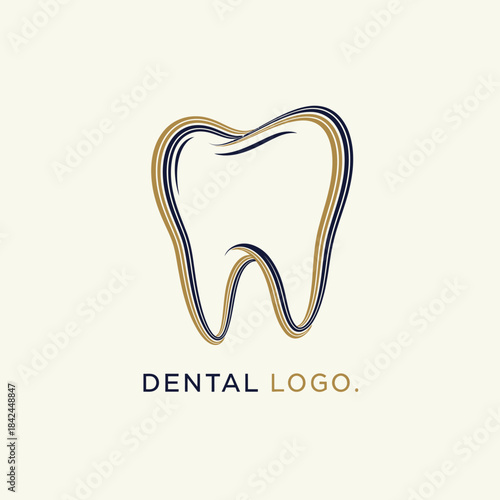 minimalist dental logo design featuring a stylized tooth outline in elegant