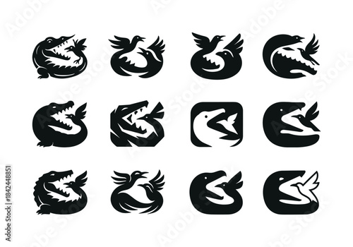 Wildlife Chase Logos. Wildlife Chasing. Icon set. Set Logo of Wi