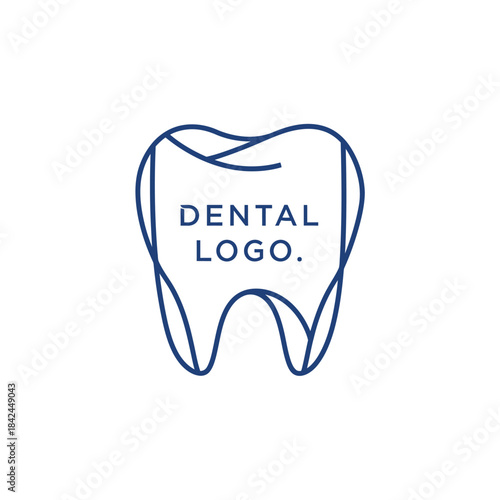 Minimalist Dental Logo Design Featuring a Simple Tooth Outline and Clear