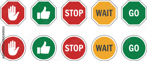Stop Wait Go Signs and Symbols Collection 00f77ccae6423f89f904a3436662bebadr vector
