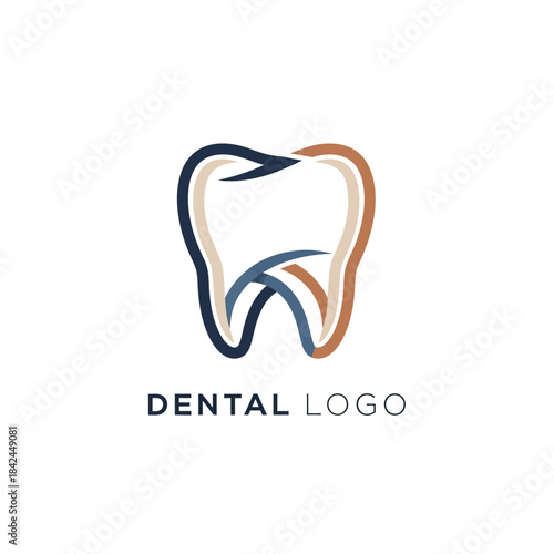 Modern minimalist dental logo design featuring abstract tooth illustration