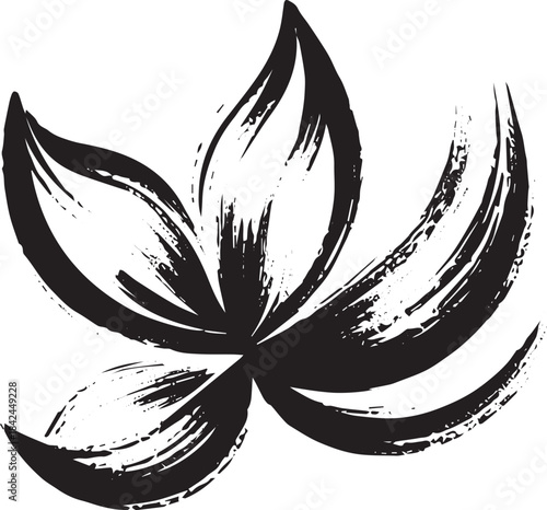 Elegant floral emblem in sumi-e style evoking organic simplicity