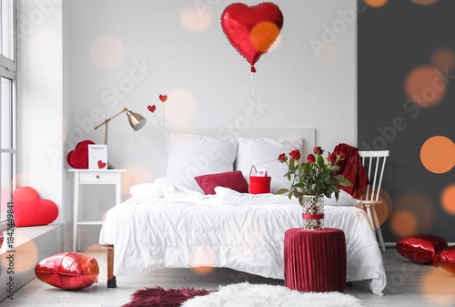 Interior of light bedroom d...