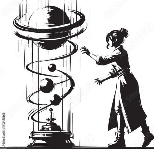 Woman activates gravity device, levitating objects around her wi