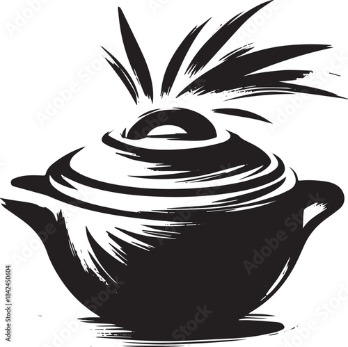 Elegant minimalist sumi-e depiction of a flavorful Caribbean Pep