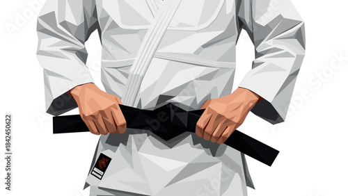 Polygonal martial arts: black belt in judo uniform