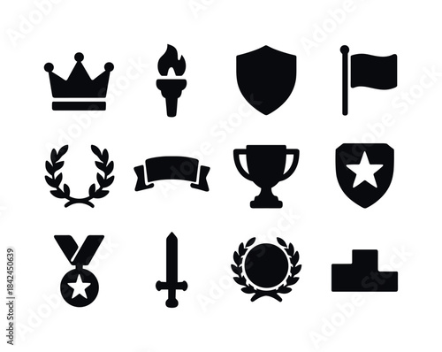 Heroic Triumph Icons. Heroic triumph. Solid icon set of heroic t
