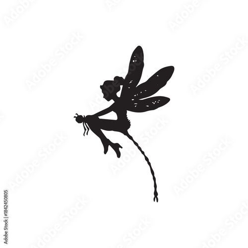 silhouette of a fairy on white background