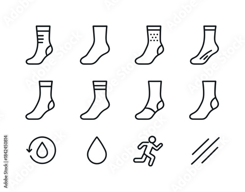 Athletic Sock Icons. Athletic socks. Line icon set of athletic s