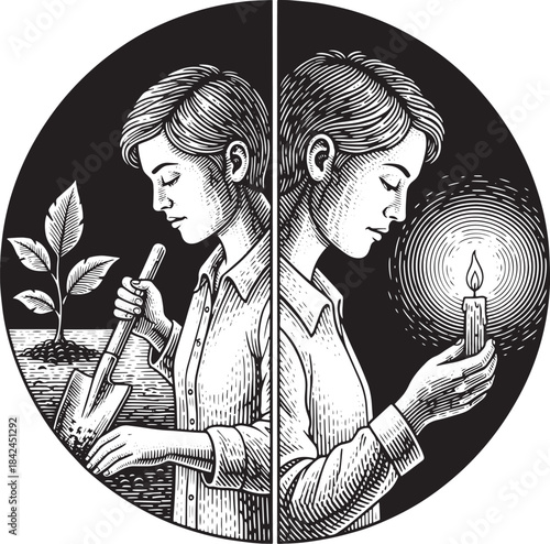 Duality of existence: planting a future and illuminating the pre