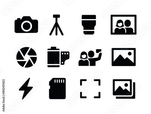 Couple Photography Icons. Couple photography. Solid icon set of
