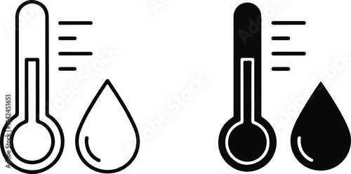 Thermometer and water drop icons representing temperature and humidity