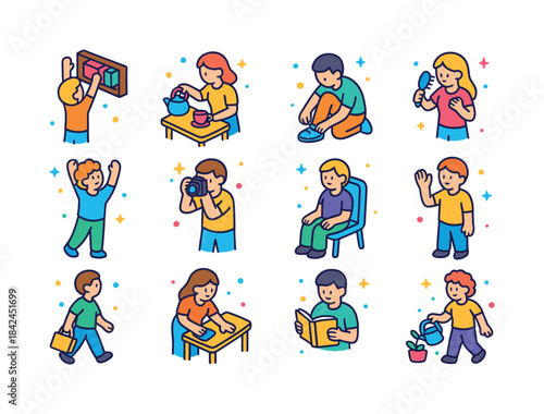 Everyday Moments Icons. Everyday Moments. Colorful isometric vec