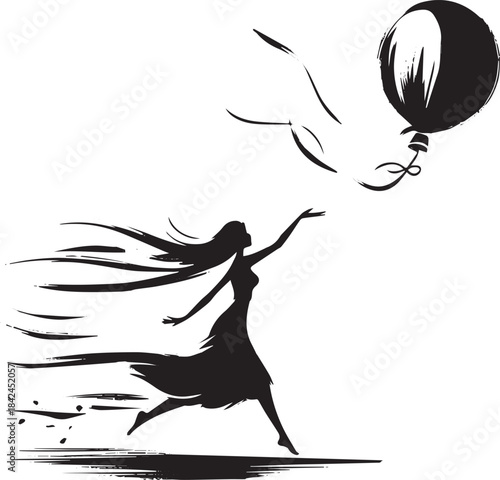 Ephemeral dream in monochrome: A woman's futile chase after a ba