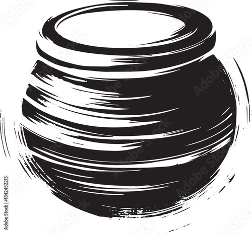 Minimalist Ghee Illustration in Sumi-e Style with Brush Strokes