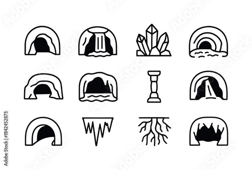 Underground Wonders Icons. Natural Wonders Underground. Line ico