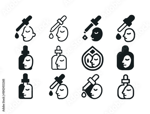 Skincare Icon Set. trying skincare products. Icon set. Set Logo