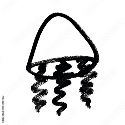 Hand drawn jellyfish doodle Sea animal illustration Cute marine underwater creature Medusa sketch clipart Single element for web, design, decor, children's print