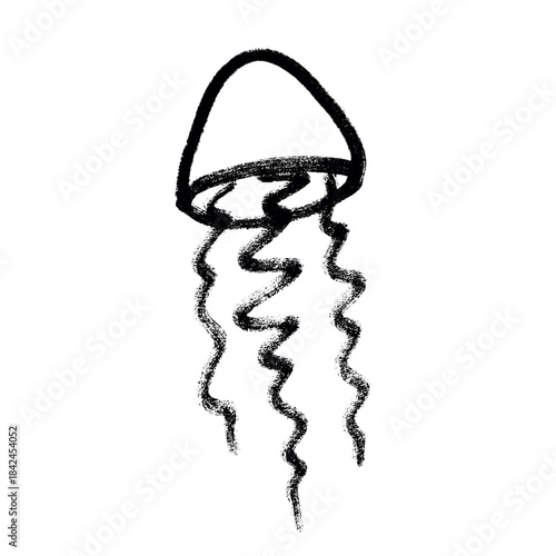 Hand drawn jellyfish doodle Sea animal illustration Cute marine underwater creature Medusa sketch clipart Single element for web, design, decor, children's print