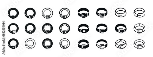 Set of various belt icons in different styles and designs