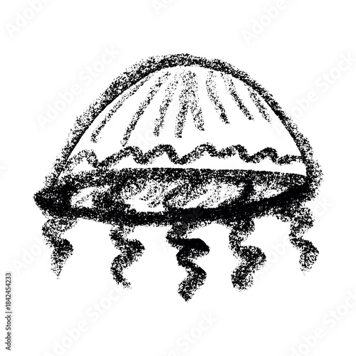 Hand drawn jellyfish doodle Sea animal illustration Cute marine underwater creature Medusa sketch clipart Single element for web, design, decor, children's print