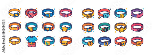 Colorful cartoon belts with cute designs including stars and ani