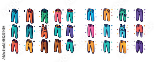 Colorful cartoon pants collection in various styles and designs