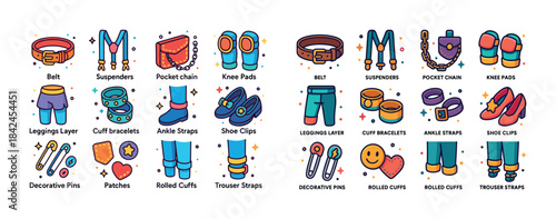 Colorful fashion accessories collection featuring belts, bracele