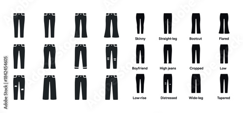 Variety of women's jeans: styles and fits illustrated