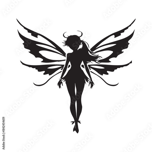 angel with wings vector silhouette illustration