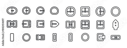 Collection of outline buckle icons in various geometric shapes