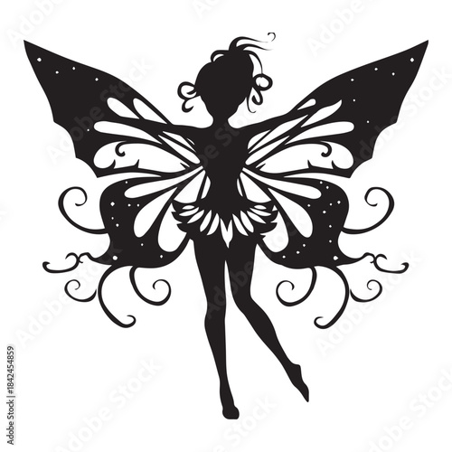 silhouette of a fairy girl witha wings