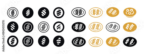 Unique artistic abstract circle patterns in black gold white