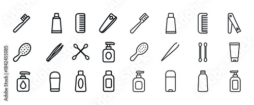Personal care essentials: toothbrush, shampoo, comb, clippers, l