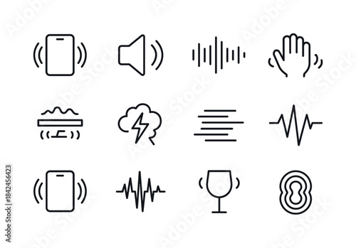 Vibration Icon Set. Vibration. Line icon set of Vibration: vibra
