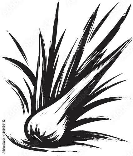 Elegant sumi-e illustration of lemongrass conveying traditional
