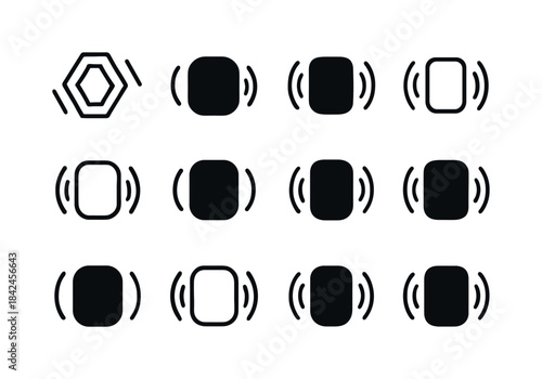 Vibrating Icons Collection. Shaking. Icon set. Set Logo of Shaki