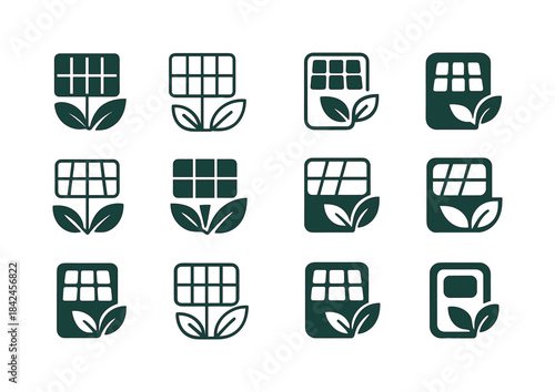 Eco Tech Logo Set. customizable eco-friendly tech products. Icon