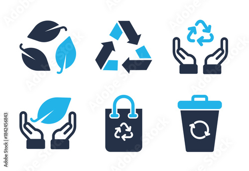 Sustainability icon set. Solid glyph series icons
